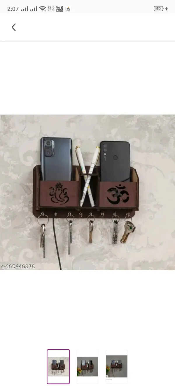 Wood_Brown_Ganesha_Om_Engraved_Wall_Mounted_Key_Holder_Mobile_Stand