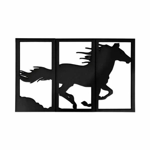 Metal_Black_Galloping_Horse_Silhouette_3_Panel_Wall_Art