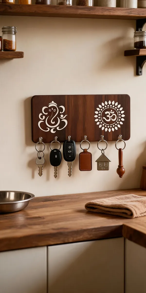 Wood_Traditional_Ganesha_Om_Wall_Mounted_Key_Holder_6_Hooks