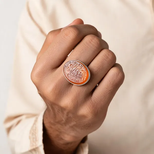 Maroon_Gemstone_Oval_Arabic_Calligraphy_Engraved_Ring_For_Men