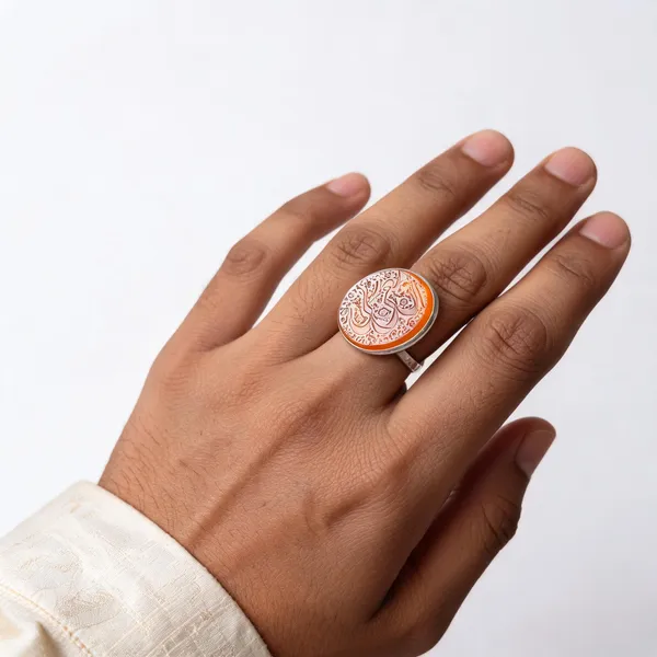 Maroon_Gemstone_Oval_Arabic_Calligraphy_Engraved_Ring_For_Men