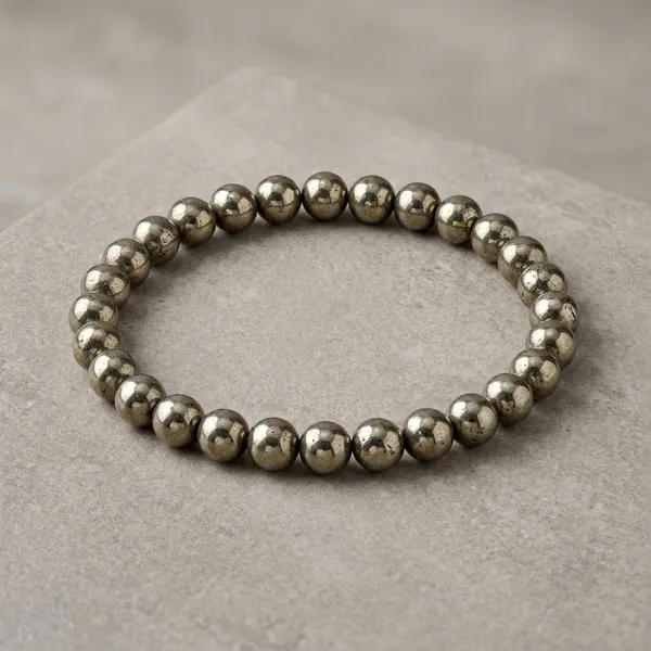 Gold_Pyrite_Beaded_Stretch_Bracelet_For_Men_And_Women