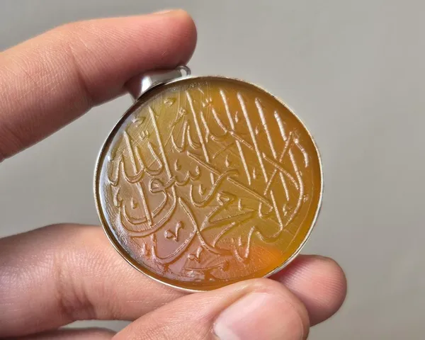 Yellow_Agate_Sterling_Silver_Kalima_Shahada_Round_Pendant_For_Men