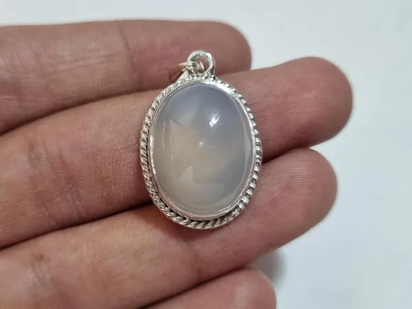 White_Agate_Sterling_Silver_Rope_Design_Pendant_For_Men
