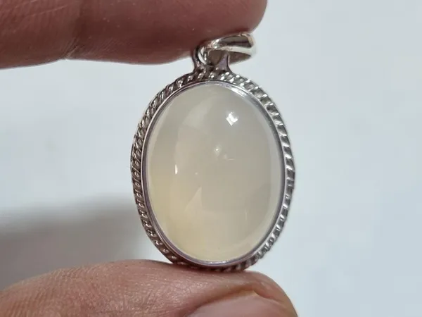 White_Agate_Sterling_Silver_Rope_Design_Pendant_For_Men