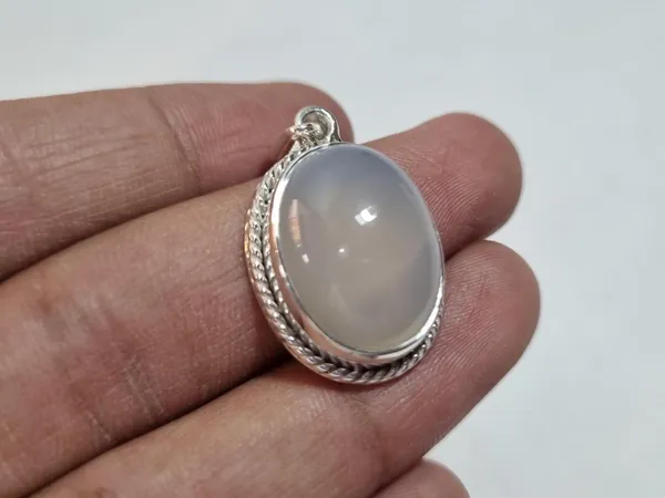 White_Agate_Sterling_Silver_Rope_Design_Pendant_For_Men
