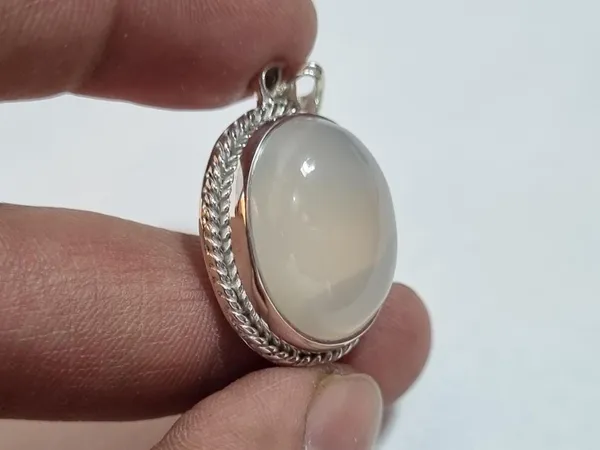 White_Agate_Sterling_Silver_Rope_Design_Pendant_For_Men
