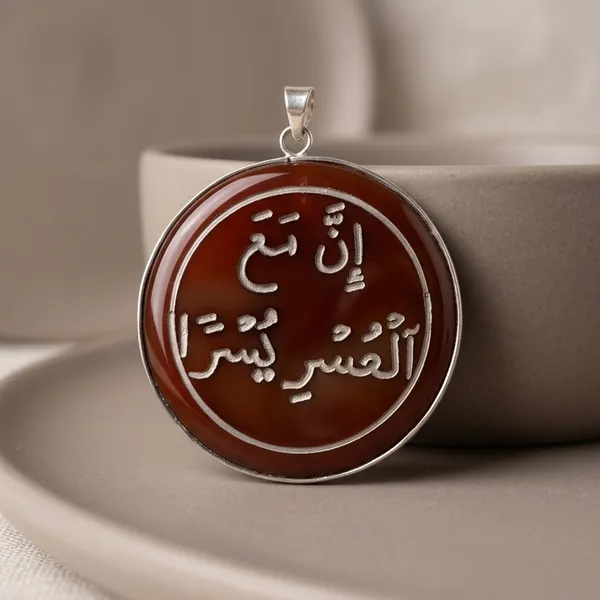Maroon_Agate_Sterling_Silver_Quran_Verse_Engraved_Pendant_For_Men