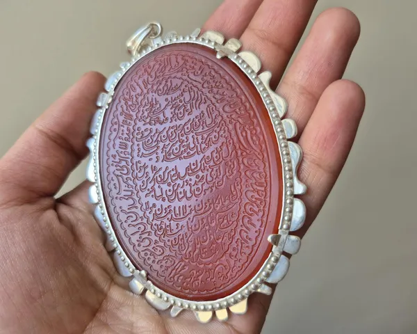 Maroon_Agate_Sterling_Silver_Islamic_Calligraphy_Pendant_For_Men