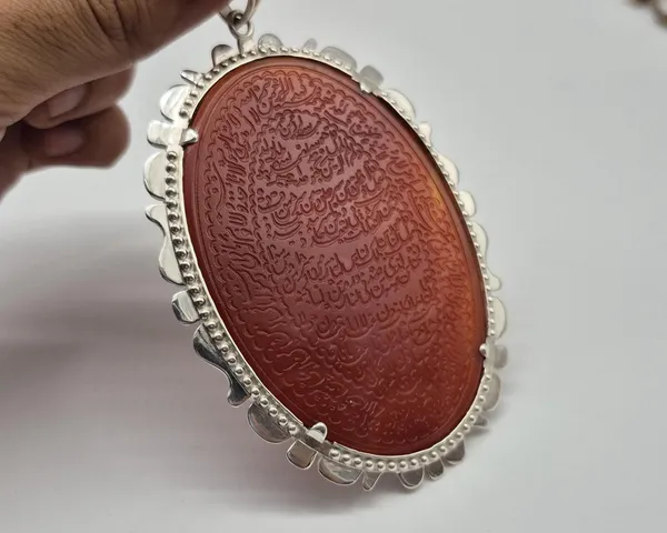 Maroon_Agate_Sterling_Silver_Islamic_Calligraphy_Pendant_For_Men