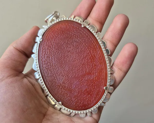 Maroon_Agate_Sterling_Silver_Islamic_Calligraphy_Pendant_For_Men