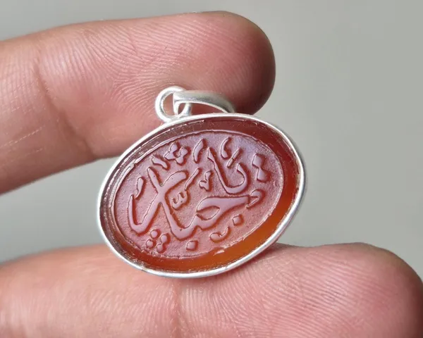 Maroon_Agate_Sterling_Silver_Ya_Jabbar_Calligraphy_Pendant_For_Men