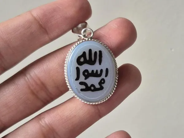 White_Agate_Sterling_Silver_Prophet_Seal_Pendant_For_Men