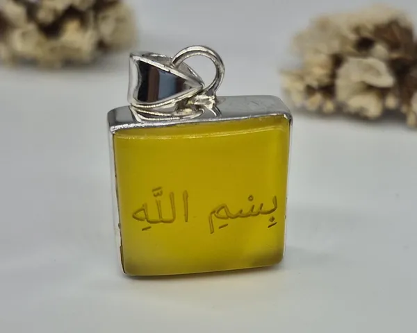 Yellow_Agate_Sterling_Silver_Bismillah_Engraved_Pendant_For_Men
