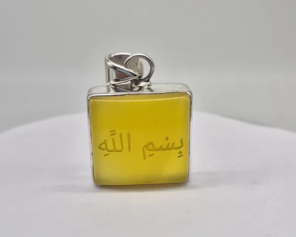 Yellow_Agate_Sterling_Silver_Bismillah_Engraved_Pendant_For_Men