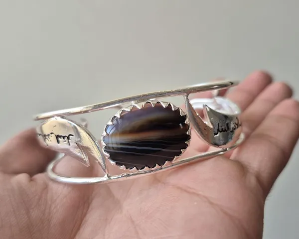 Black_And_Silver_Agate_Zulfiqar_Sword_Engraved_Adjustable_Bracelet_Unisex