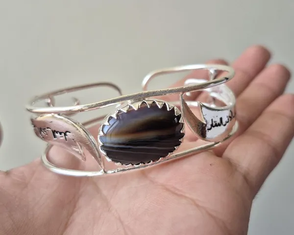 Black_And_Silver_Agate_Zulfiqar_Sword_Engraved_Adjustable_Bracelet_Unisex