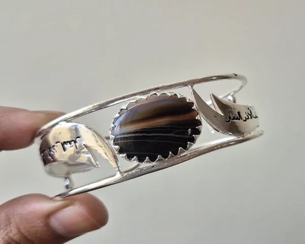 Black_And_Silver_Agate_Zulfiqar_Sword_Engraved_Adjustable_Bracelet_Unisex
