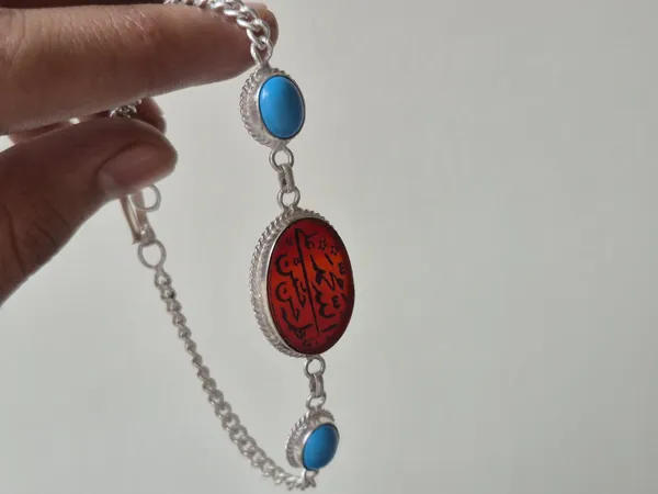 Multicolour_Agate_Turquoise_Silver_Plated_Adjustable_Bracelet_Unisex