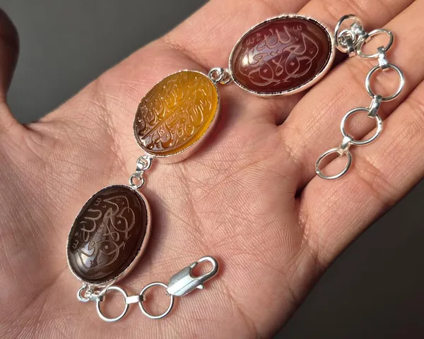 Maroon_Agate_Brass_Arabic_Calligraphy_Engraved_Bracelet_For_Unisex