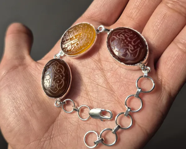 Maroon_Agate_Brass_Arabic_Calligraphy_Engraved_Bracelet_For_Unisex