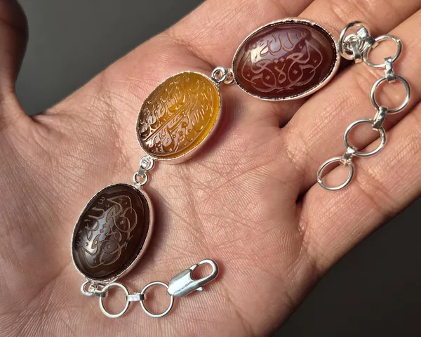 Maroon_Agate_Brass_Arabic_Calligraphy_Engraved_Bracelet_For_Unisex