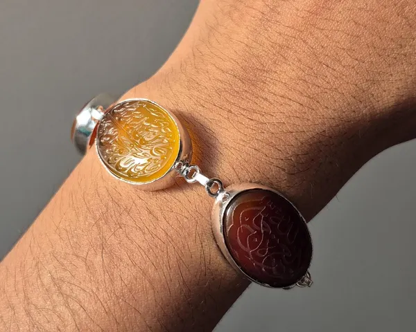 Maroon_Agate_Brass_Arabic_Calligraphy_Engraved_Bracelet_For_Unisex