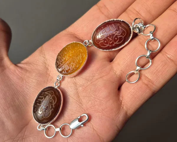 Maroon_Agate_Brass_Arabic_Calligraphy_Engraved_Bracelet_For_Unisex