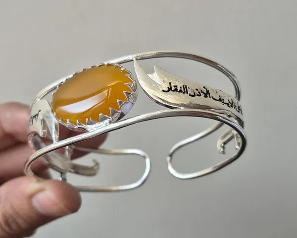 Yellow_Agate_Silver_Plated_Zulfiqar_Sword_Bangle_For_Unisex
