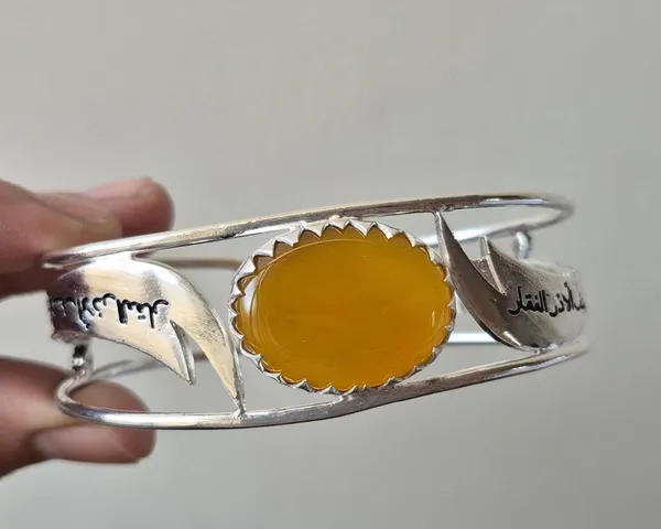 Yellow_Agate_Silver_Plated_Zulfiqar_Sword_Bangle_For_Unisex