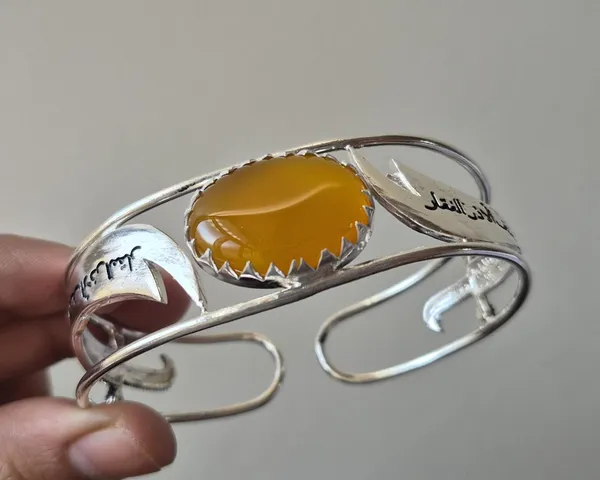 Yellow_Agate_Silver_Plated_Zulfiqar_Sword_Bangle_For_Unisex