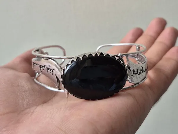 Black_Agate_Silver_Plated_Zulfiqar_Sword_Bangle_For_Unisex
