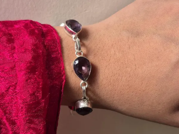 Purple_Amethyst_Stone_Teardrop_Bracelet_For_Unisex