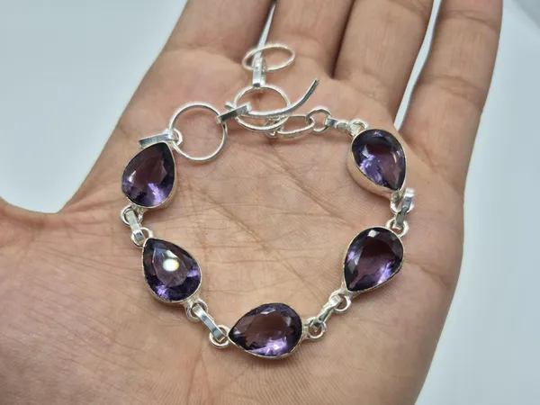 Purple_Amethyst_Stone_Teardrop_Bracelet_For_Unisex
