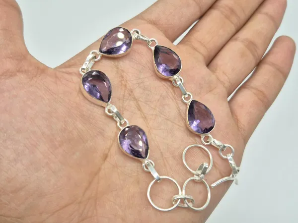 Purple_Amethyst_Stone_Teardrop_Bracelet_For_Unisex