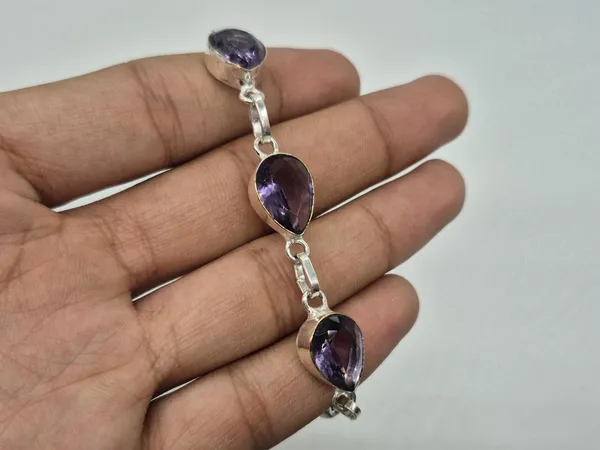 Purple_Amethyst_Stone_Teardrop_Bracelet_For_Unisex