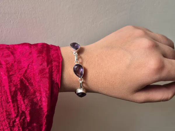 Purple_Amethyst_Stone_Teardrop_Bracelet_For_Unisex