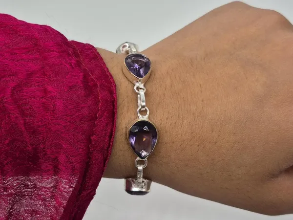 Purple_Amethyst_Stone_Teardrop_Bracelet_For_Unisex