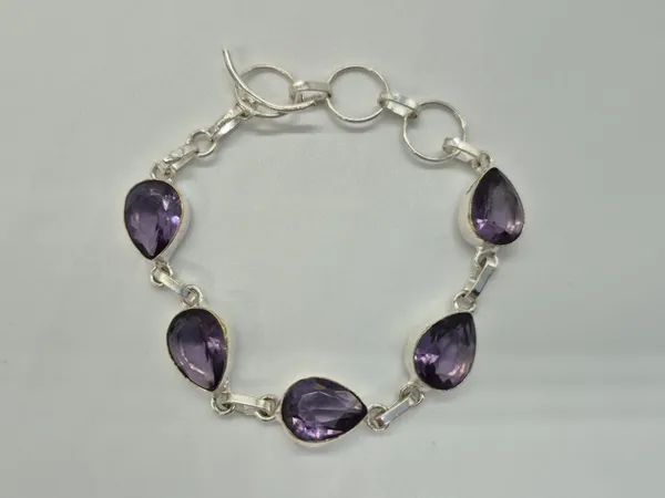Purple_Amethyst_Stone_Teardrop_Bracelet_For_Unisex