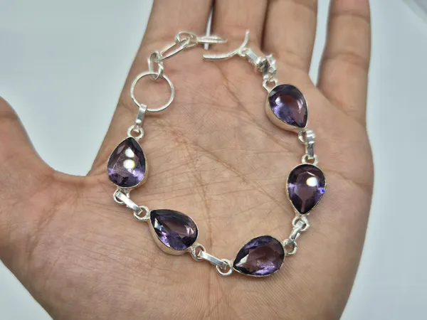 Purple_Amethyst_Stone_Teardrop_Bracelet_For_Unisex