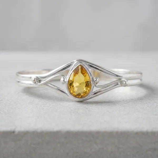 Yellow_Citrine_Stone_Adjustable_Cuff_Bangle_For_Women