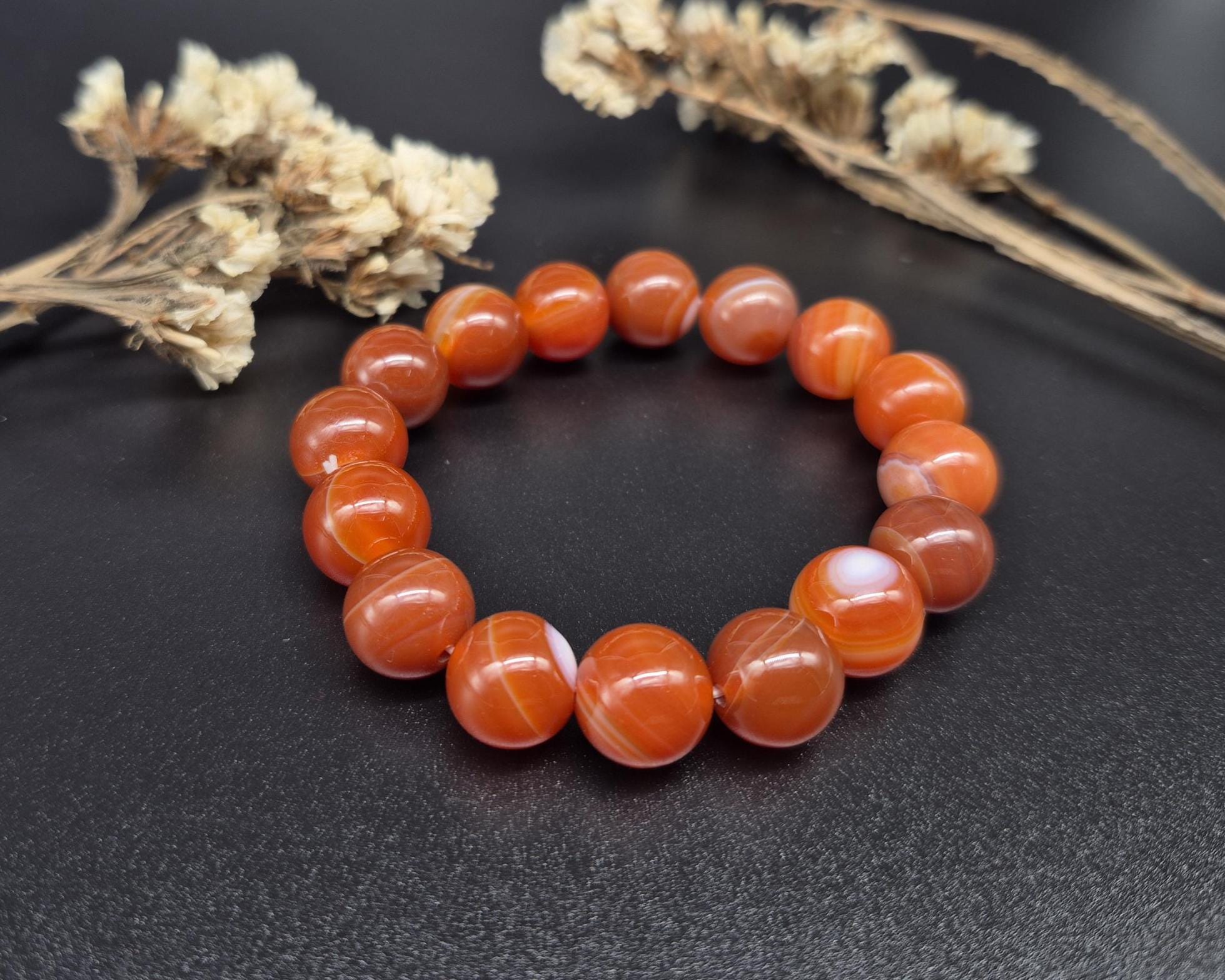 Maroon_Agate_Stone_Stretchable_Beaded_Bracelet_For_Men_And_Women
