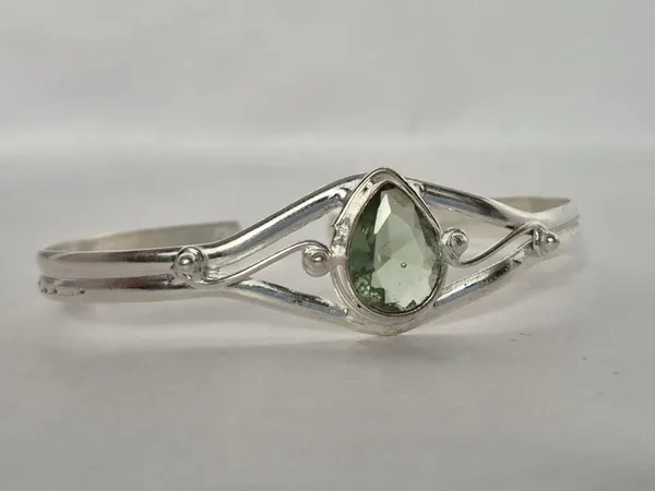 Silver_And_Green_Agate_Stone_Adjustable_Bracelet_For_Men_And_Women