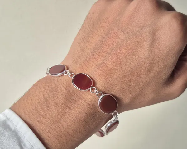 Maroon_Agate_German_Silver_Adjustable_Bracelet_For_Unisex