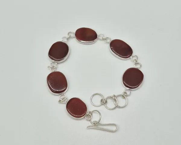 Maroon_Agate_German_Silver_Adjustable_Bracelet_For_Unisex