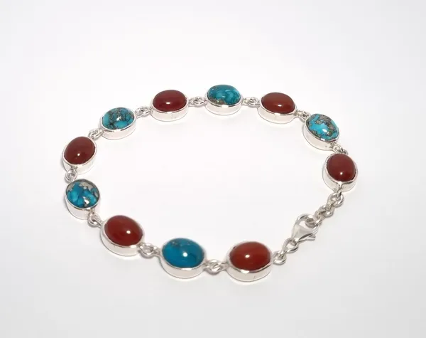 Multicolor_Agate_Turquoise_Sterling_Silver_Bracelet_For_Unisex