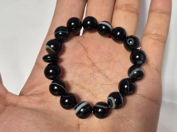 Black_Sulemani_Agate_Round_Beaded_Bracelet_For_Unisex