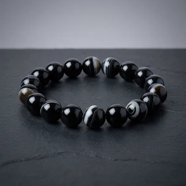 Black_Sulemani_Agate_Round_Beaded_Bracelet_For_Unisex
