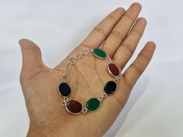 Multicolour_Agate_Stone_Beaded_Aqeeq_Bracelet_For_Unisex