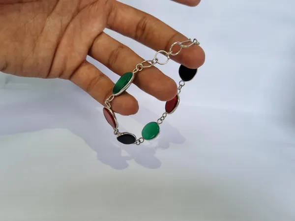 Multicolour_Agate_Stone_Beaded_Aqeeq_Bracelet_For_Unisex